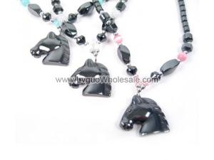 Colored Opal Beads Hematite Horse Pendant Beads Stone Chain Choker Fashion Women Necklace